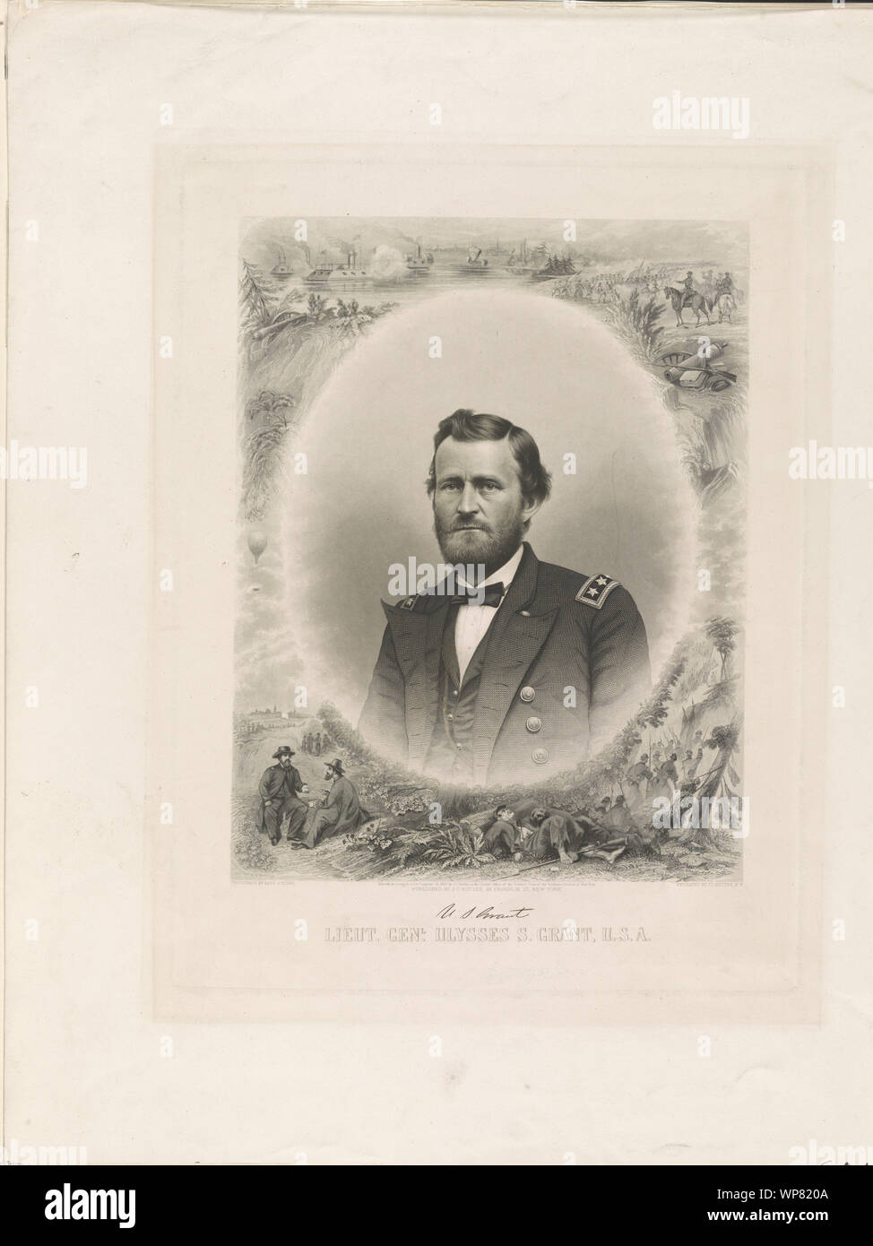 Lieut. Genl. Ulisse S. Grant, U.S.A. / Confine progettato da W. Momberger ; fotografia da Barr & Young ; incisi da J.C. Buttre, N.Y. Foto Stock