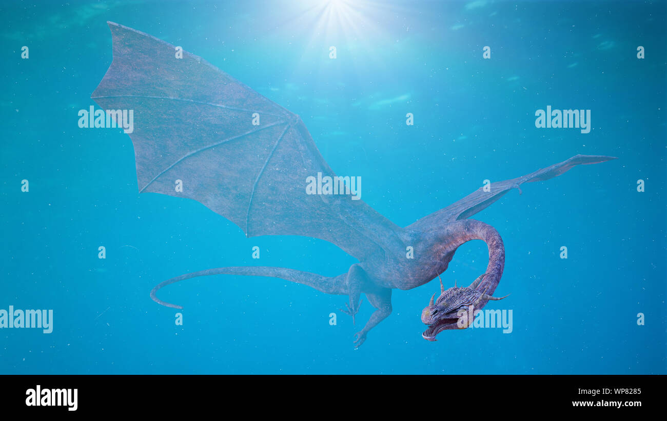 Drago gigante, la mitica creatura è nuotare nell'oceano Foto Stock