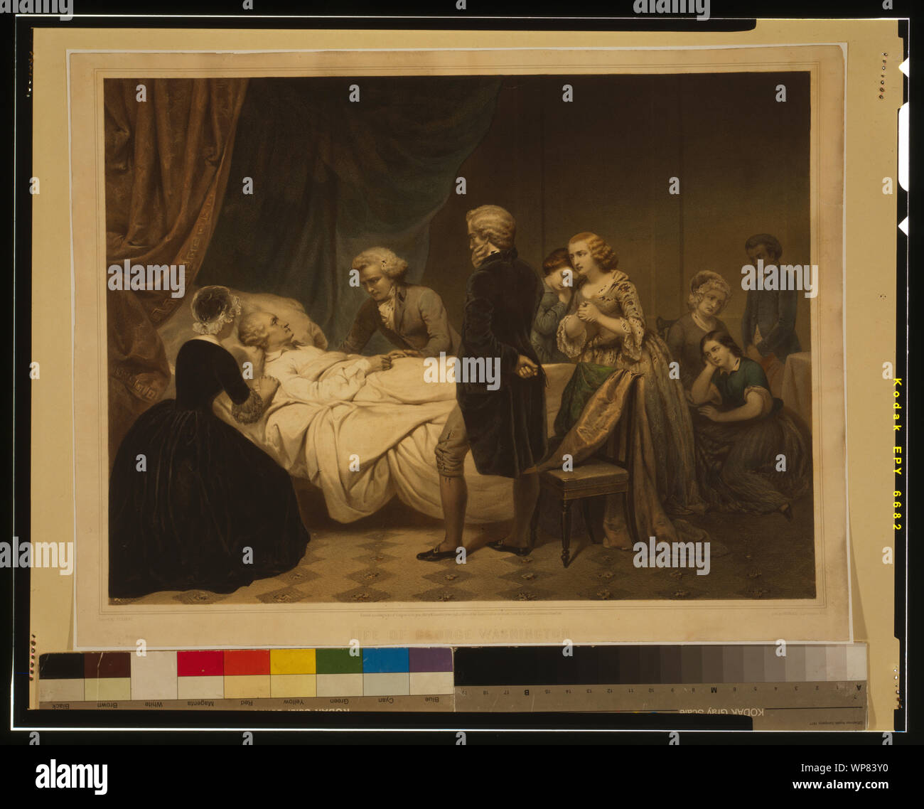 La vita di George Washington la morte cristiana / / dipinta da Stearns ; lith. Da Régnier, imp. Lemercier, Parigi. Foto Stock