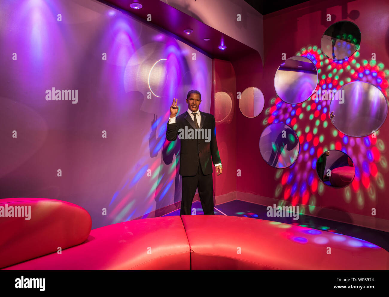 La somiglianza di attore Jamie Foxx al museo delle cere di Madame Tussaud nella sezione di Hollywood di Los Angeles in California Foto Stock