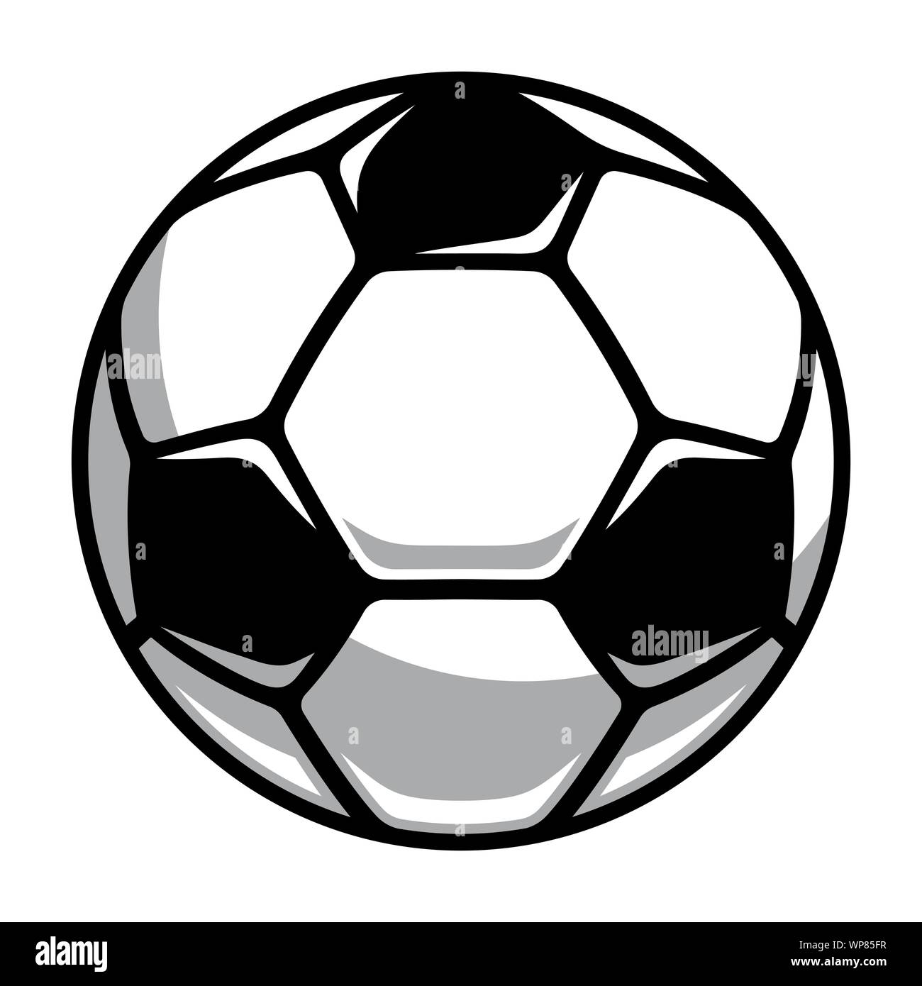 Pallone da calcio icona. Il calcio europeo palla. Bianco e nero illustrazione vettoriale Illustrazione Vettoriale
