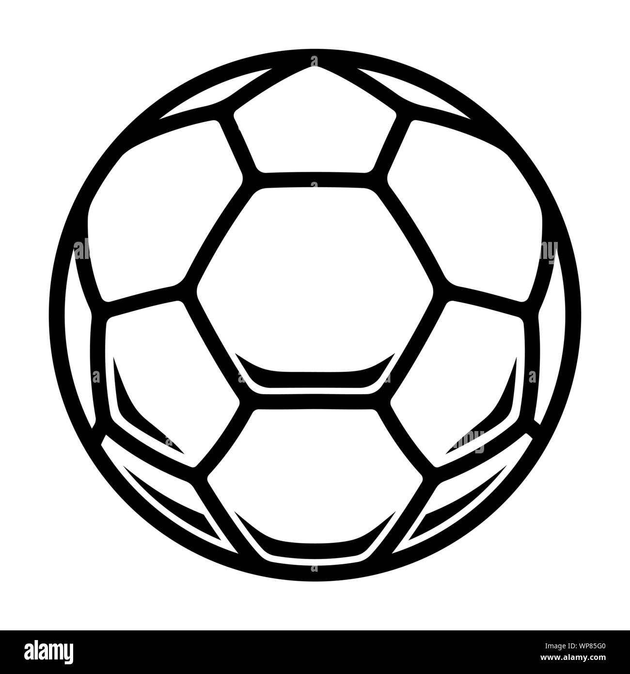 Pallone da calcio icona. Il calcio europeo palla. Bianco e nero illustrazione vettoriale Illustrazione Vettoriale