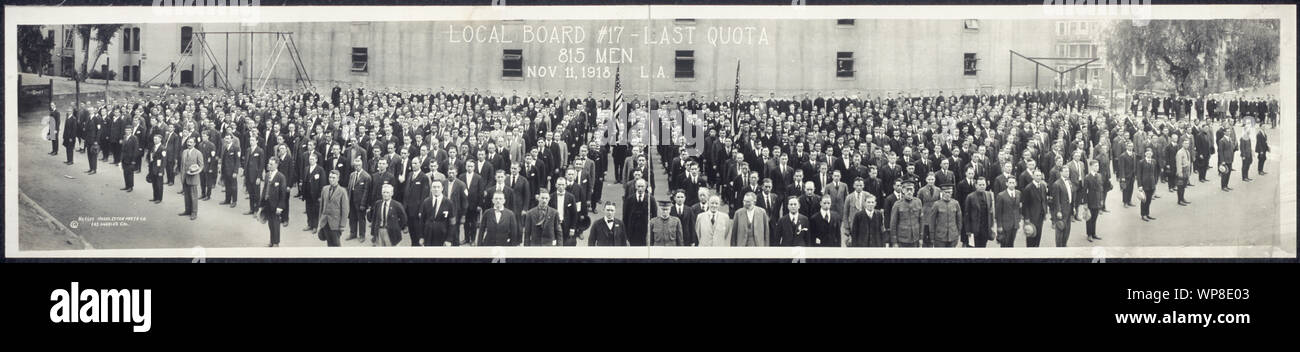 Consiglio di Amministrazione locale #17, ultimo contingente, 815 uomini, nov. 11, 1918, L.A; Foto Stock