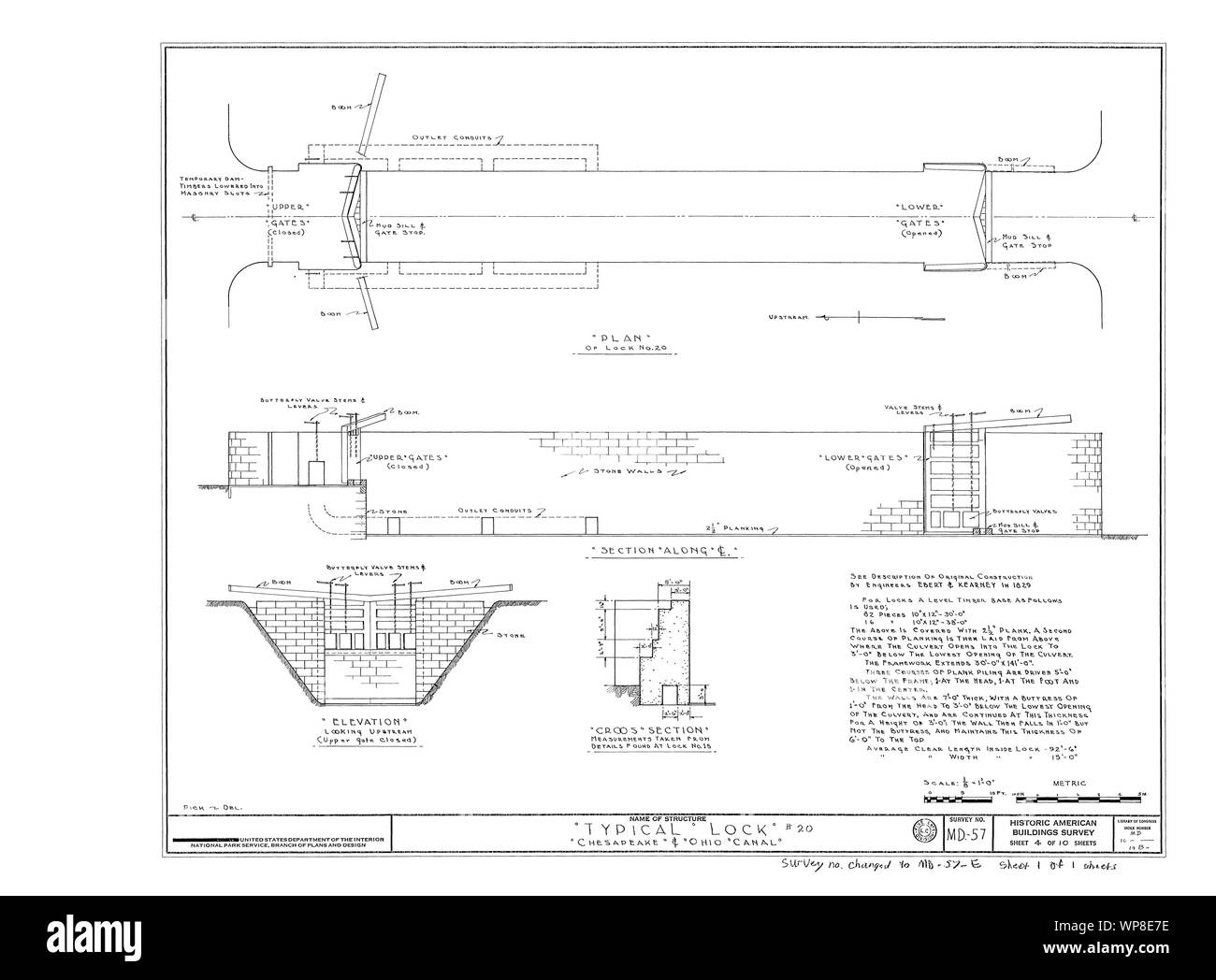 Serratura 20 Chesapeake e Ohio Canal attingendo a habs Foto Stock