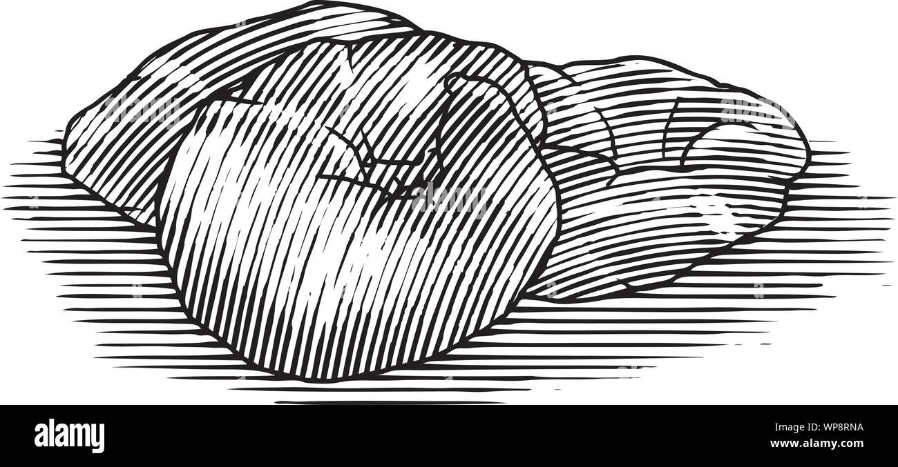 Xilografia illustrazione di un croissant Illustrazione Vettoriale