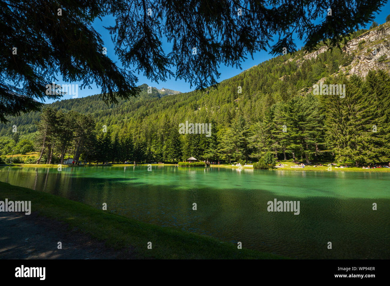 Lago Gover, Gressoney-Saint-Jean, Aosta, Valle d'Aosta, Italia Foto Stock