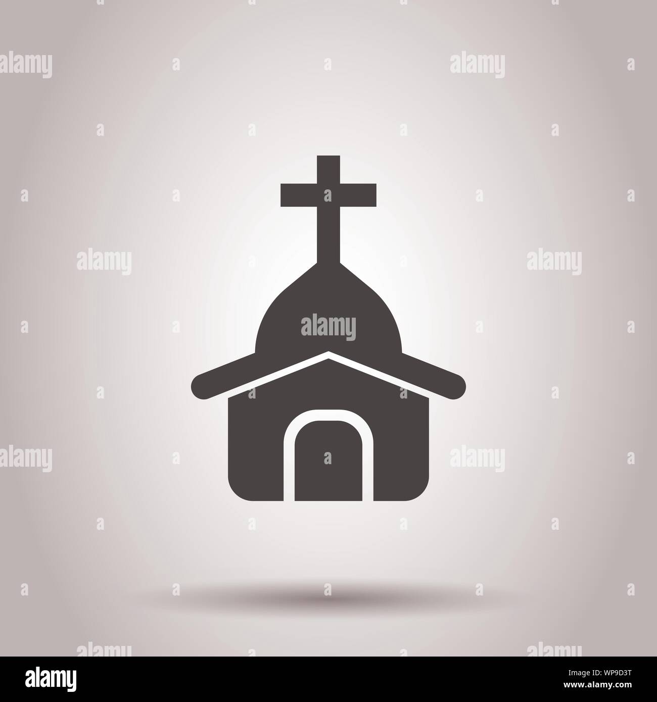 Icona della chiesa in stile appartamento. Cappella illustrazione vettoriale su sfondo isolato. Edificio religioso il concetto di business. Illustrazione Vettoriale