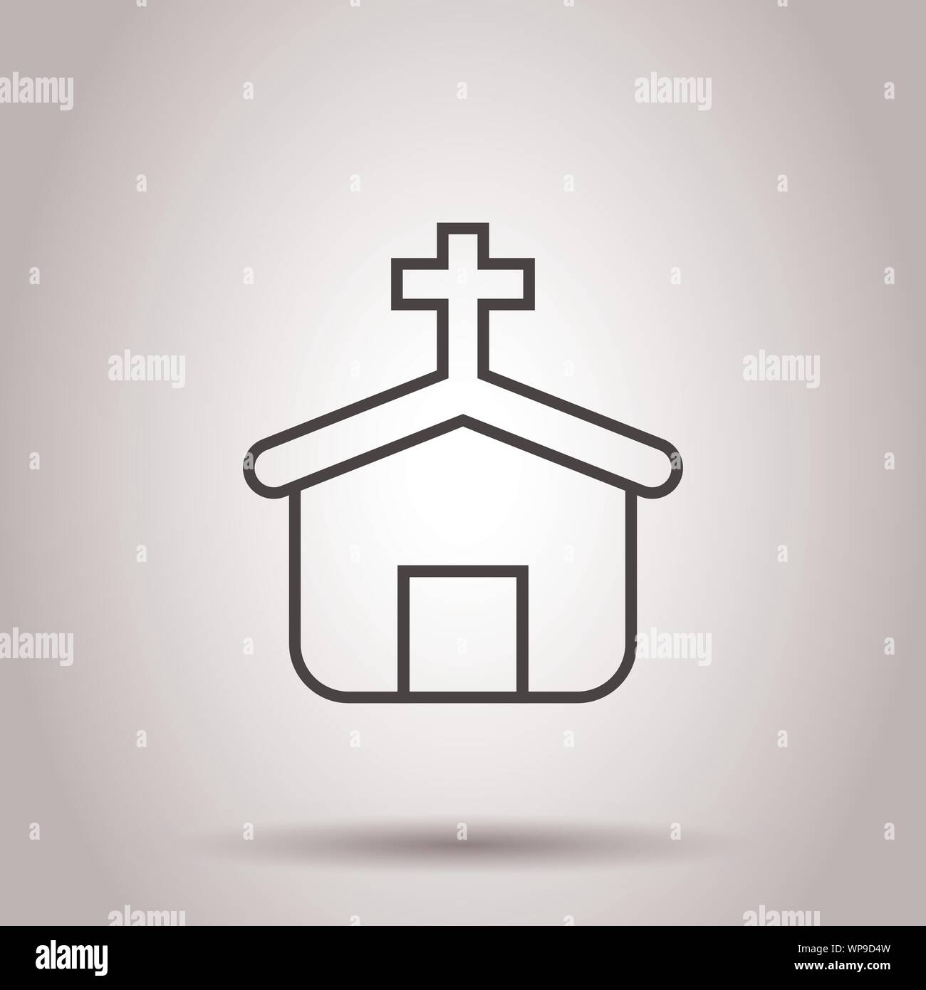 Icona della chiesa in stile appartamento. Cappella illustrazione vettoriale su sfondo isolato. Edificio religioso il concetto di business. Illustrazione Vettoriale