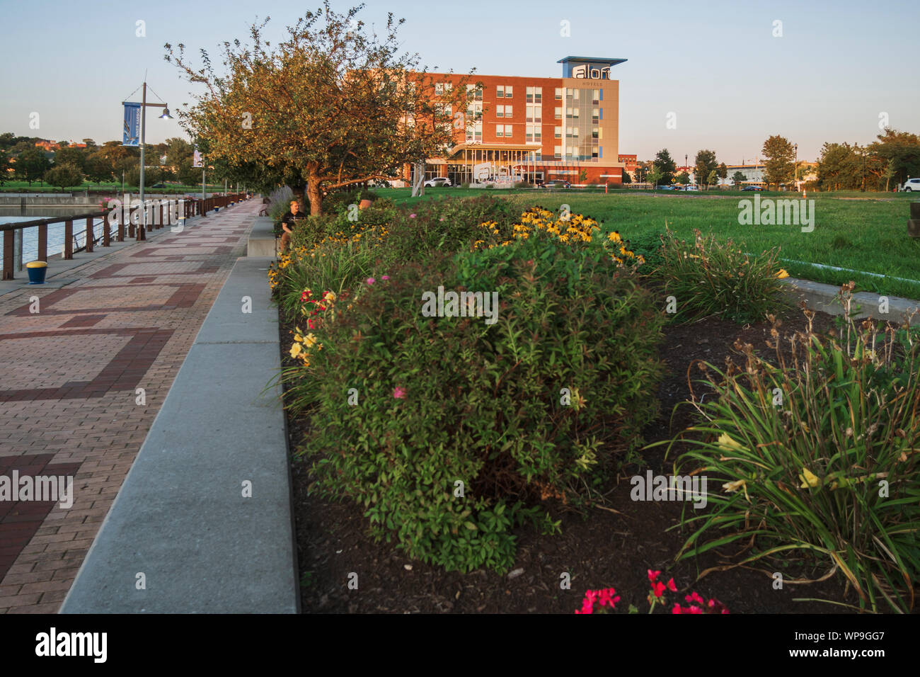 SYRACUSE, NEW YORK - Sep 05, 2019: Vista di Aloft Siracusa Inner Harbour Hotel. Foto Stock