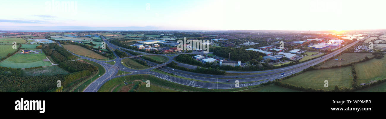 Antenna panorama di Swindon M4 Junction 16 Foto Stock