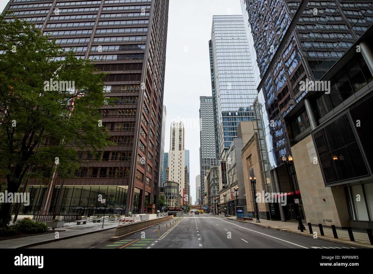 Guardando lungo north dearborn street a Richard J Daley Center Chicago Illinois USA Foto Stock