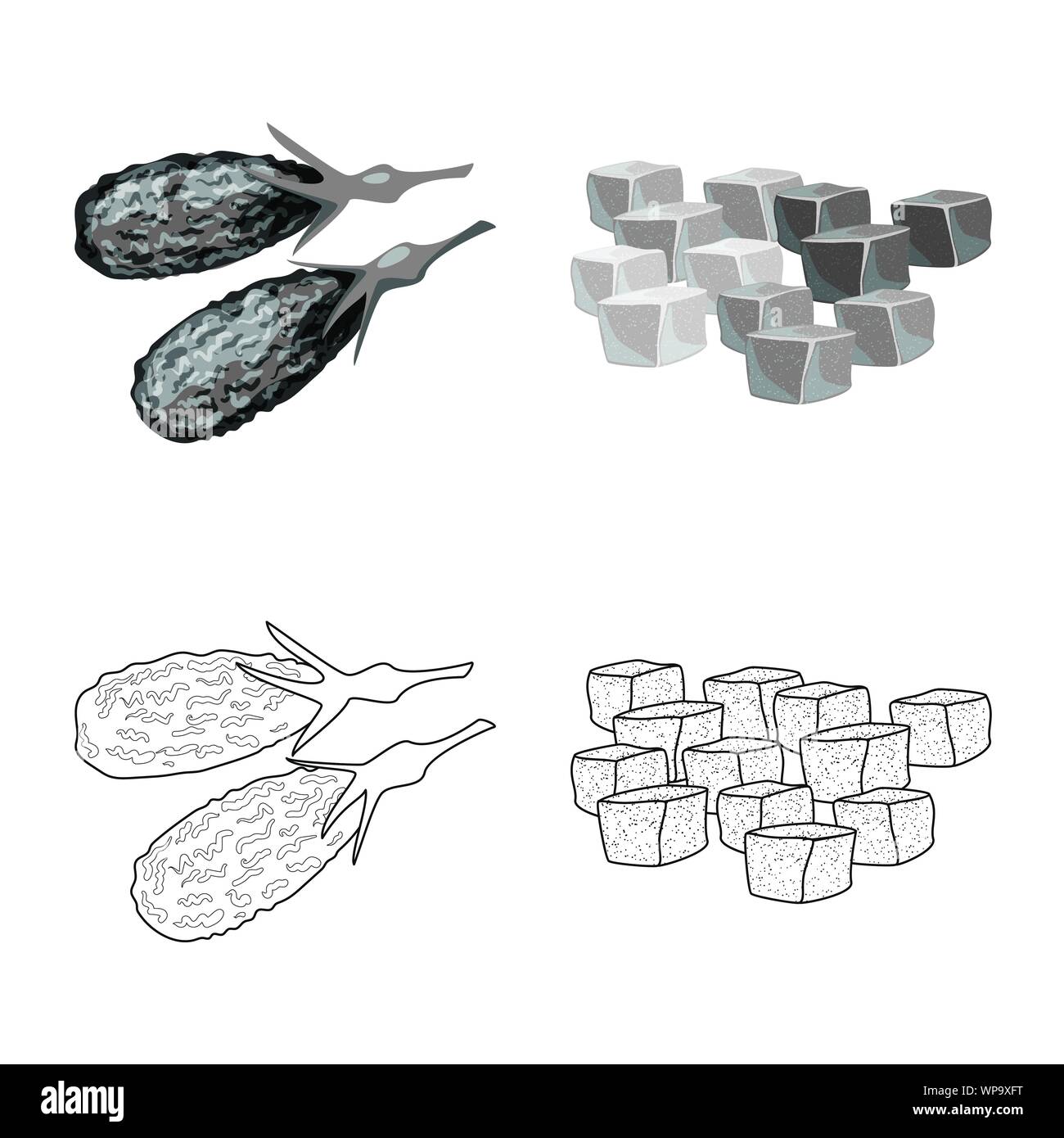 Il design del vettore di alimenti e materie di segno. Set di cibo e natura stock illustrazione vettoriale. Illustrazione Vettoriale