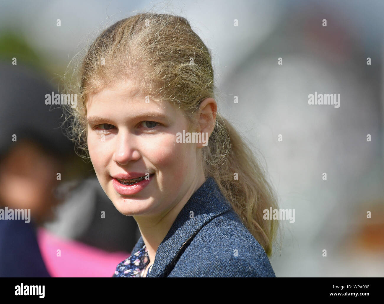 Signora Louise Windsor al Land Rover Burghley Horse Trials di Stamford, Lincolnshire. Foto Stock