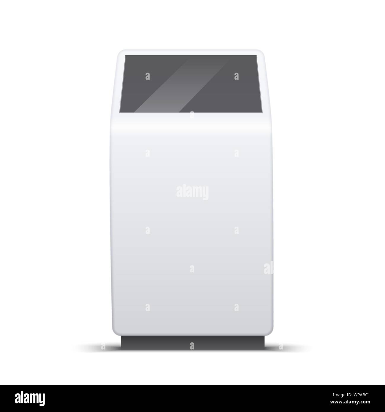 Vettore di informazioni interattive Kiosk. Terminale bianco verticale per uso in interni e in esterni Illustrazione Vettoriale