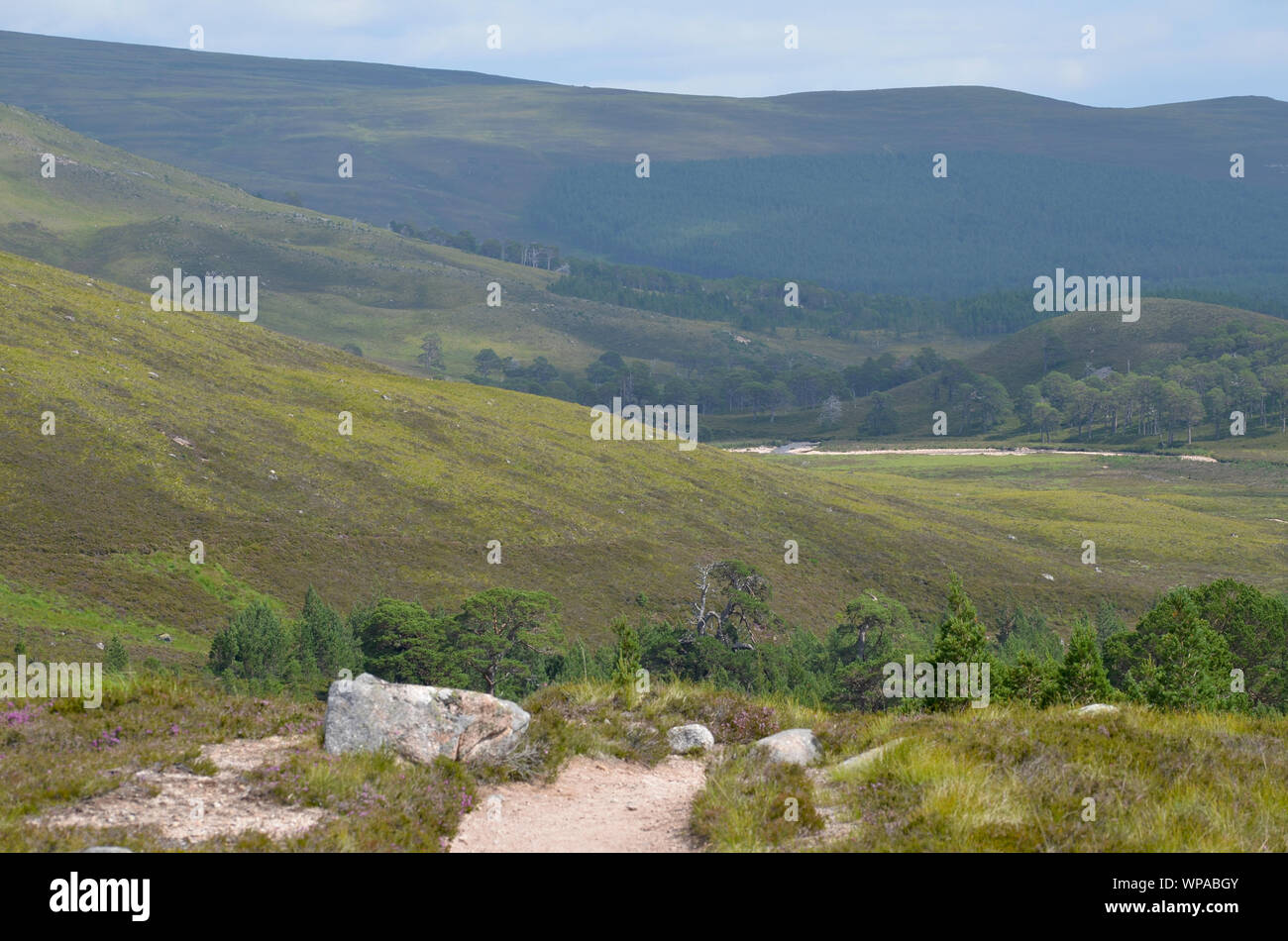 Il Lairig Ghru valle glaciale nel cuore del Cairngorms National Park, Scozia Foto Stock