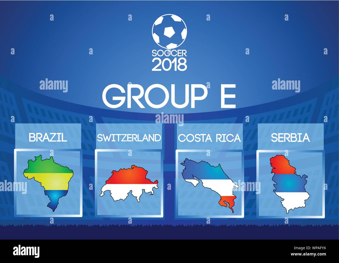 Russia football final round group in icona mappa bandiera colore Illustrazione Vettoriale