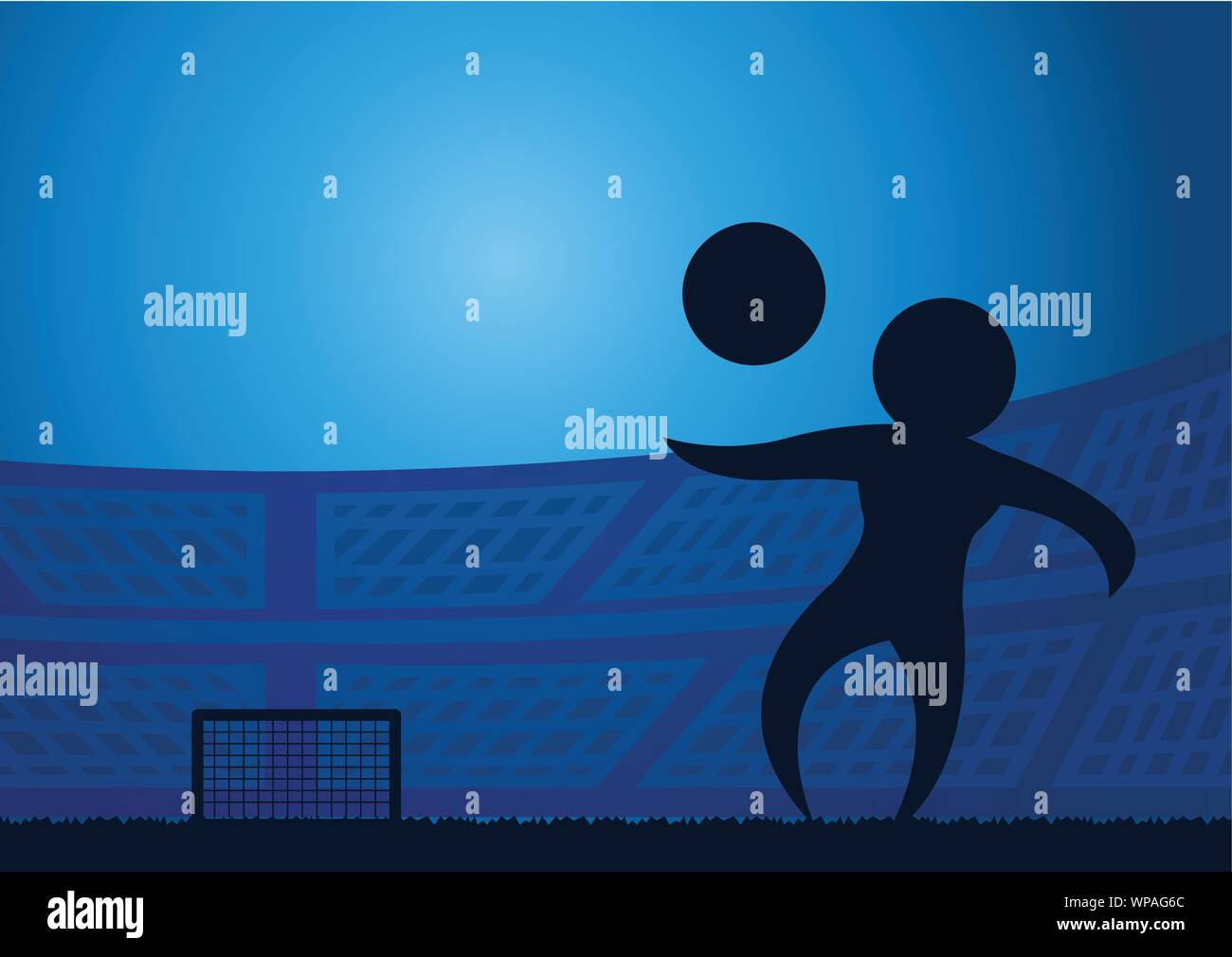 Calcio azione shoot su sfondo al tramonto,stile silhouette Illustrazione Vettoriale