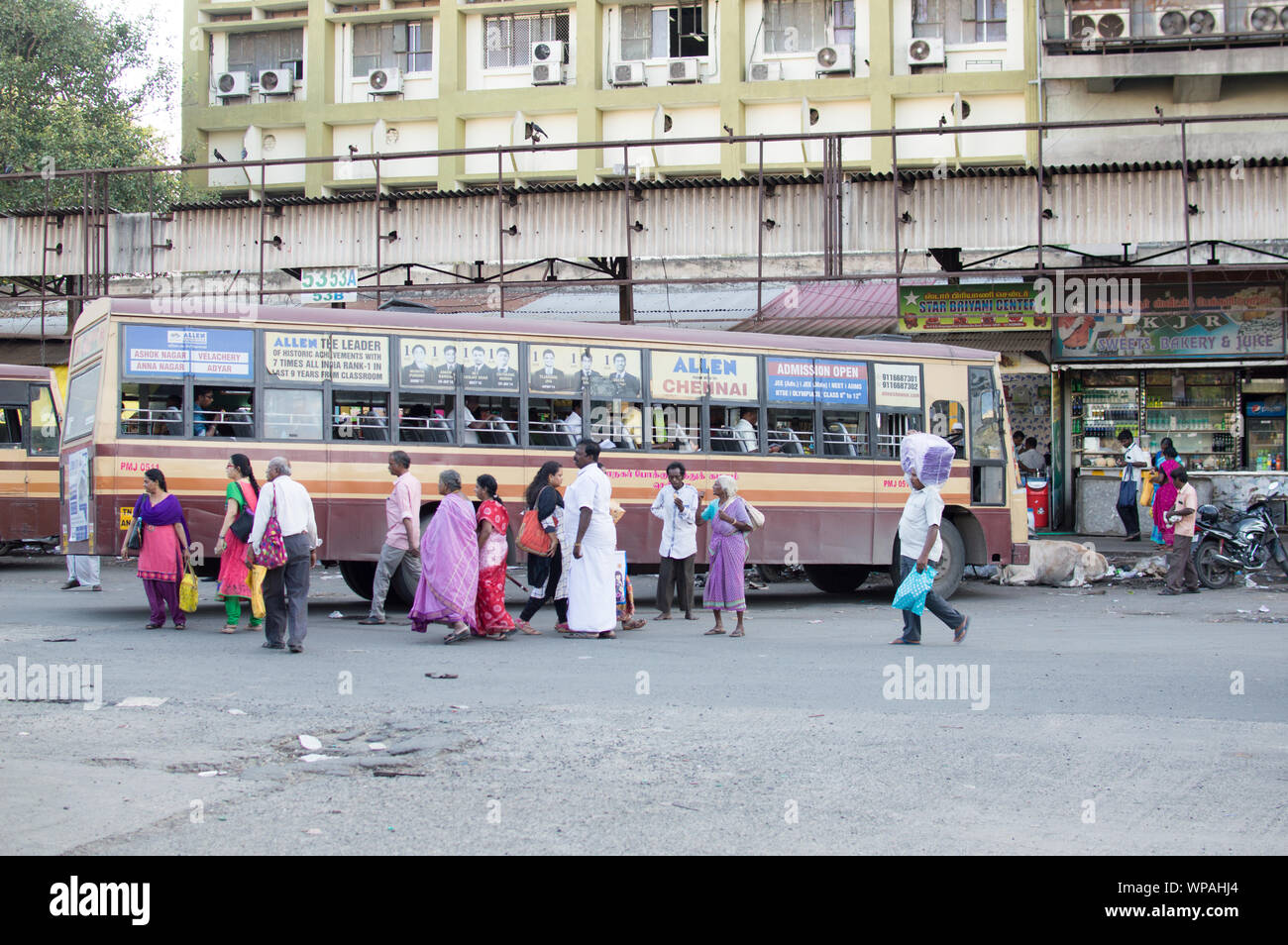 Chennai George Town bus terminus Foto Stock