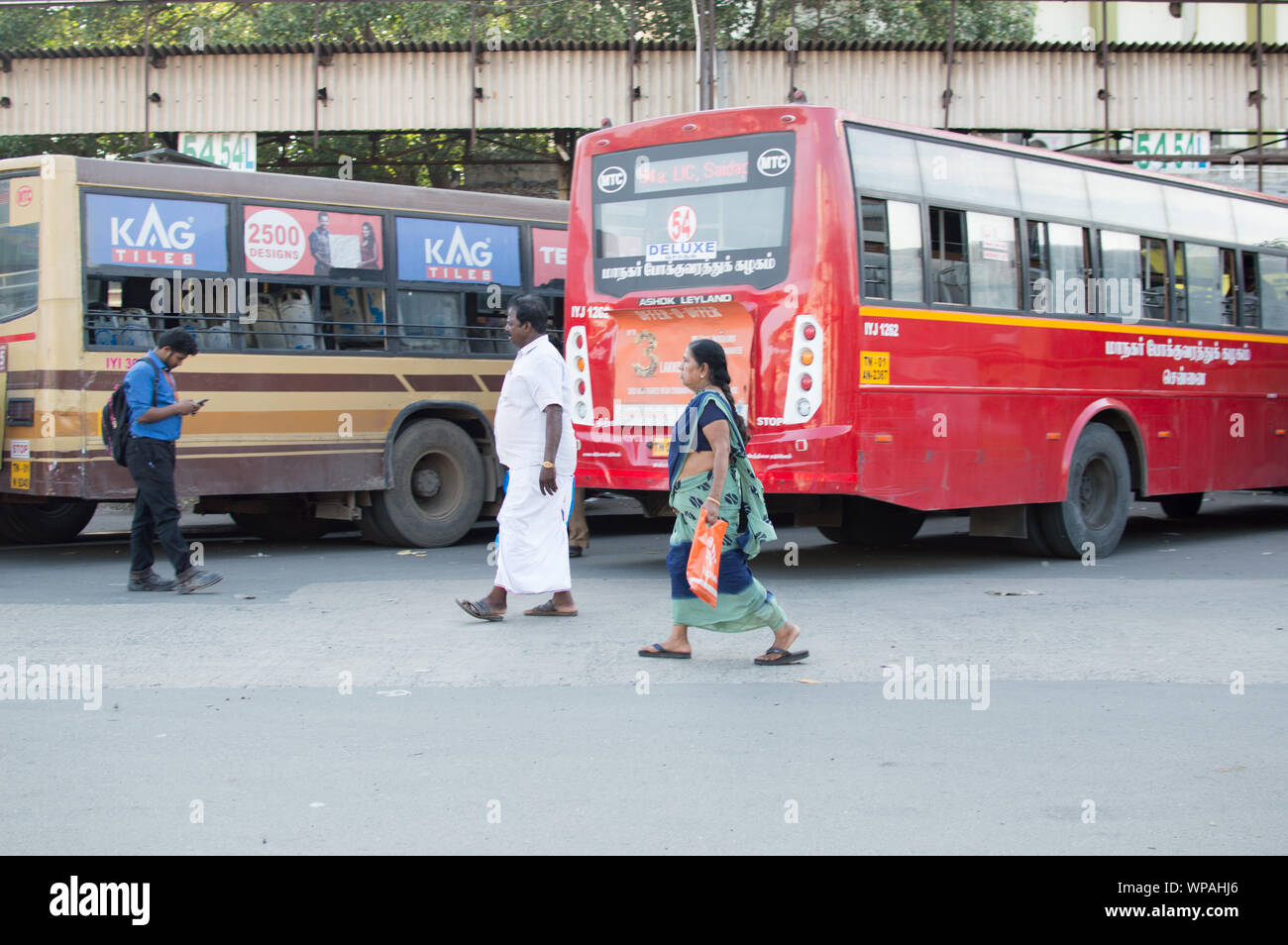 Chennai George Town bus terminus Foto Stock