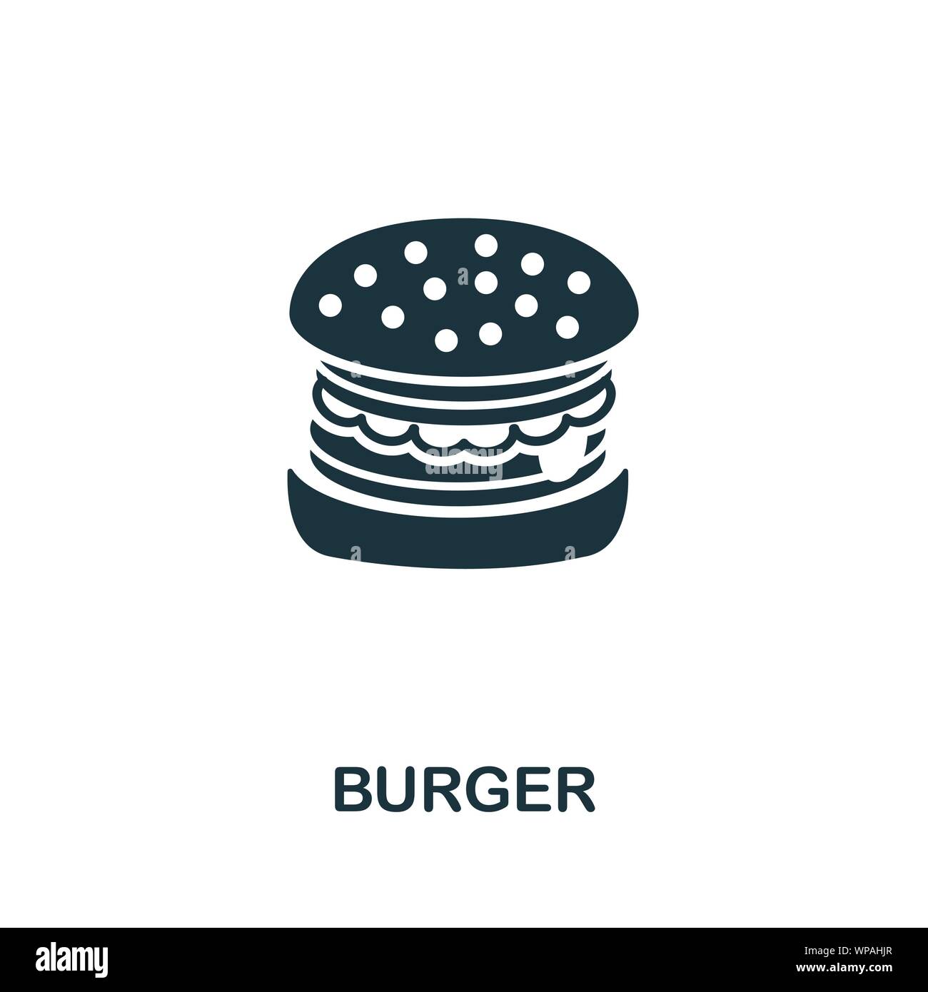 Vettore di Burger icona simbolo. Segno creativo da oktoberfest raccolta di icone. Riempito flat Burger icona per computer e mobile Illustrazione Vettoriale