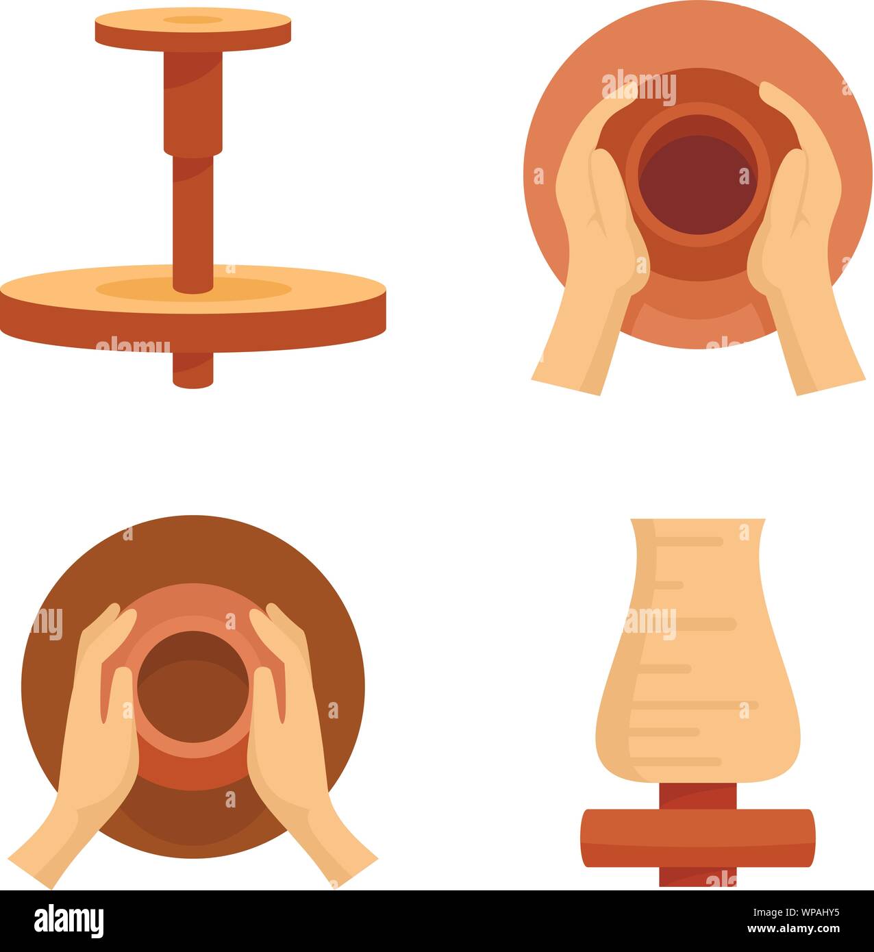 Vasai icona ruota set. Set piatto di vasai ruota icone vettoriali per il web design Illustrazione Vettoriale