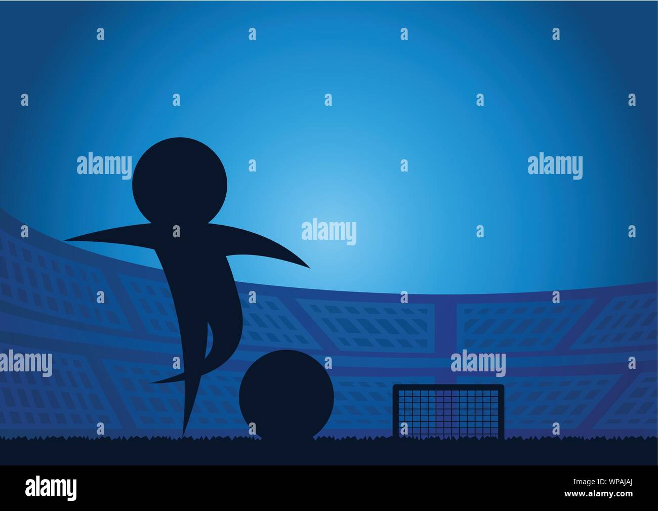 Calcio azione shoot su sfondo al tramonto,stile silhouette Illustrazione Vettoriale