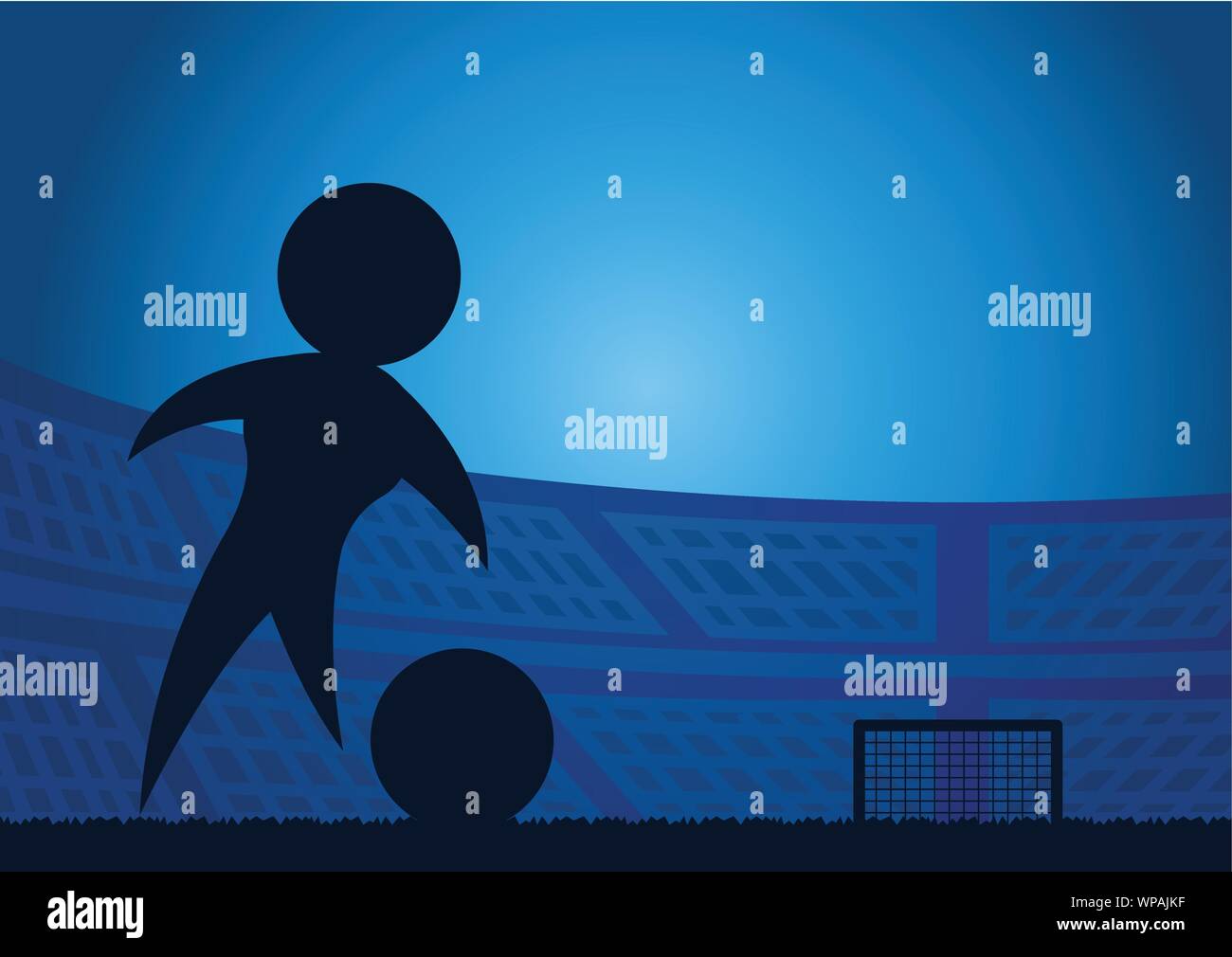 Calcio azione shoot su sfondo al tramonto,stile silhouette Illustrazione Vettoriale