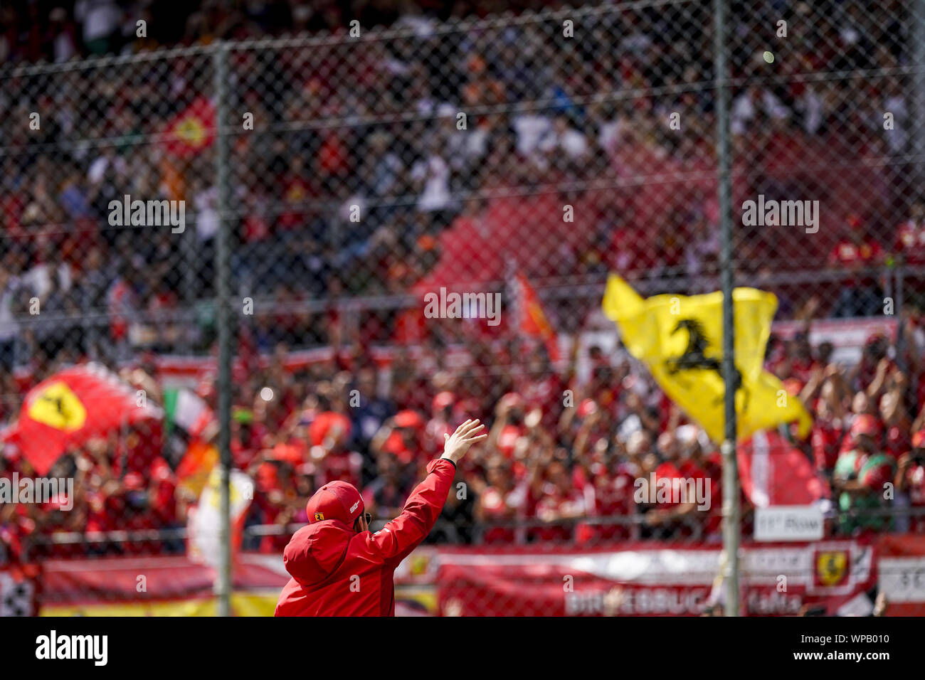 Monza, Italia. 8 Sep, 2019. CHARLES LECLERC della Scuderia Ferrari prima che la Formula 1 Gran Premio d'Italia in Autodromo Nazionale Monza a Monza, Italia. Credito: James Gasperotti/ZUMA filo/Alamy Live News Foto Stock