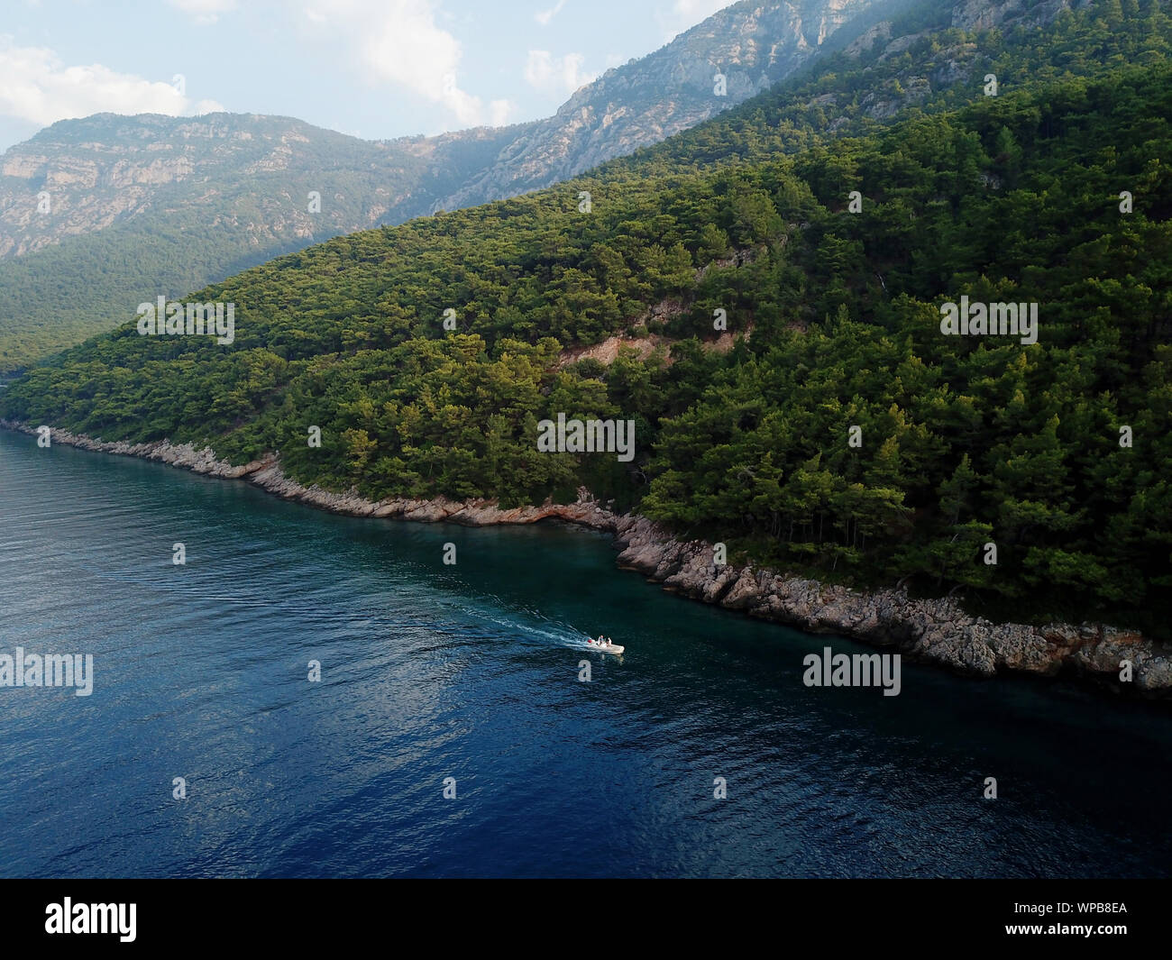 Vista aerea della baia di Gokova, Area Marina Protetta la Turchia Foto Stock