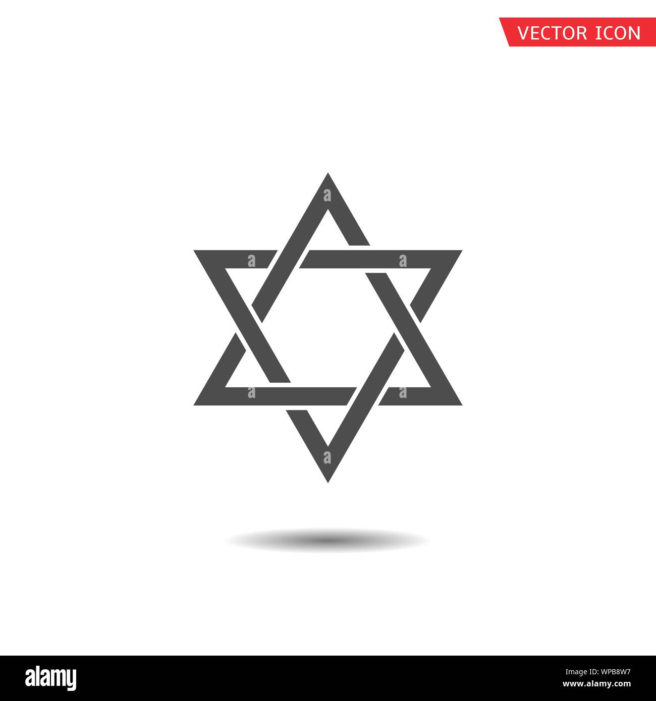 Stella di David icona. Sei punte stella geometrica figura, generalmente riconosciuto simbolo della moderna identità ebraica e il giudaismo simbolo di Israele Illustrazione Vettoriale