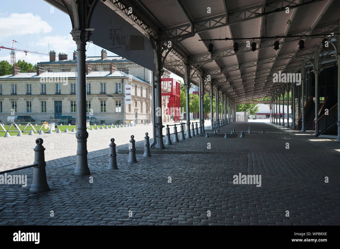 Paris, Parc de la Villette, La Grande Halle, ehemaliger Schlachthof, Jules de Mérindol 1867 Foto Stock