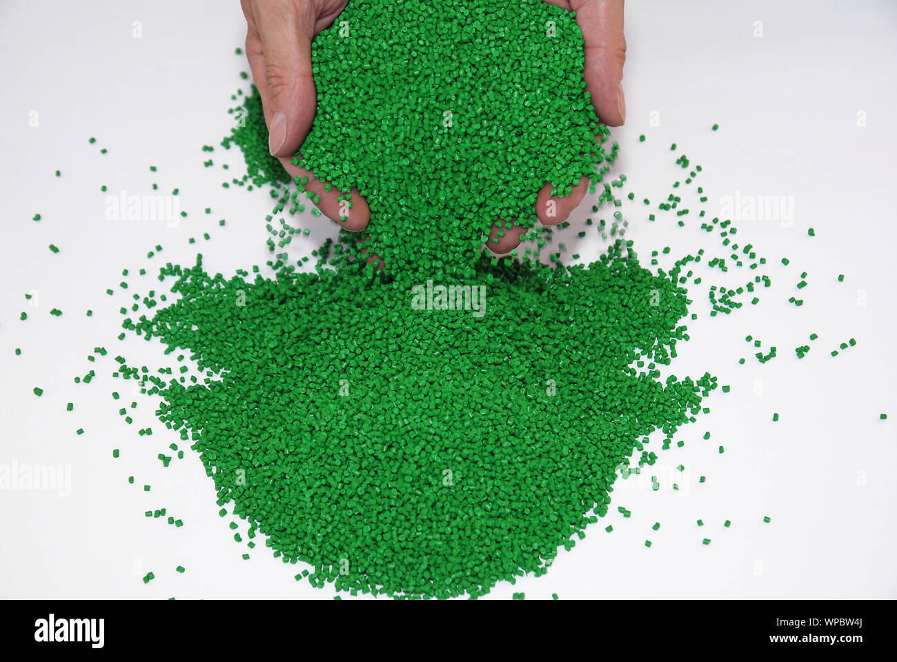 La chimica controllo granulato polimero in laboratorio Foto Stock