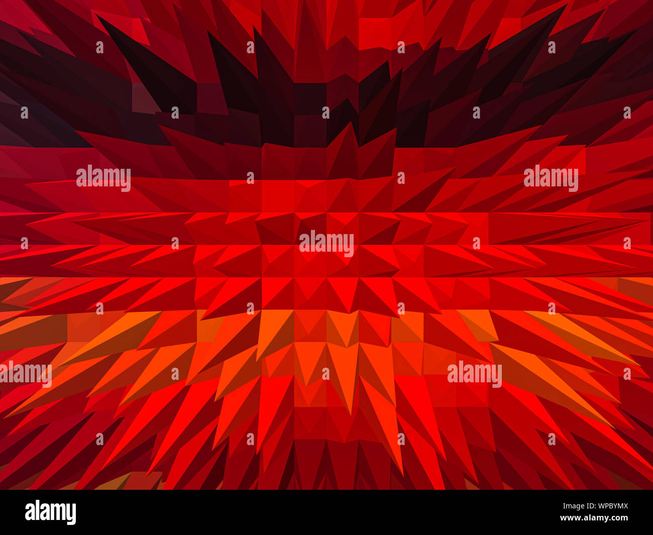 Abstract calcolatore geometrico generato piramide tetrahedron sfondo in rosso e arancione Foto Stock