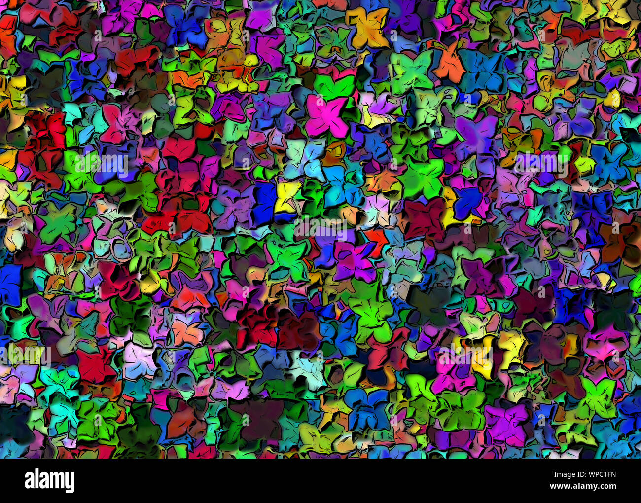 Stilizzata fiori multicolori sfondo con fotogrammi neri Foto Stock