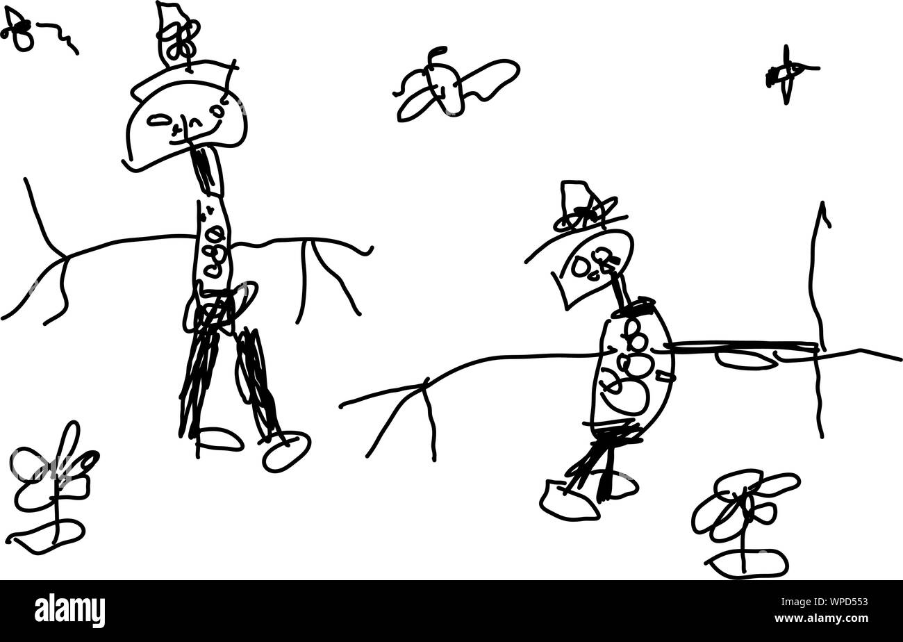 Per bambini disegno di due persone divertenti Illustrazione Vettoriale