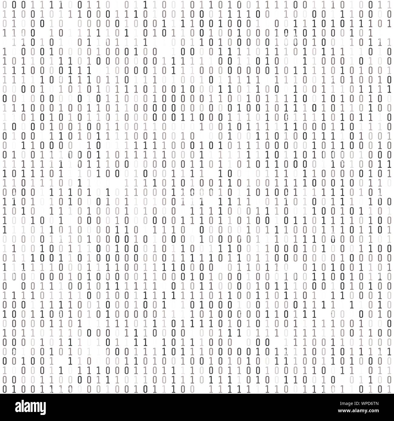 La codifica binaria - wallpaper. Computer le informazioni digitali. Di crittografia e algoritmi di macchina. Illustrazione di vettore isolato su sfondo bianco Illustrazione Vettoriale