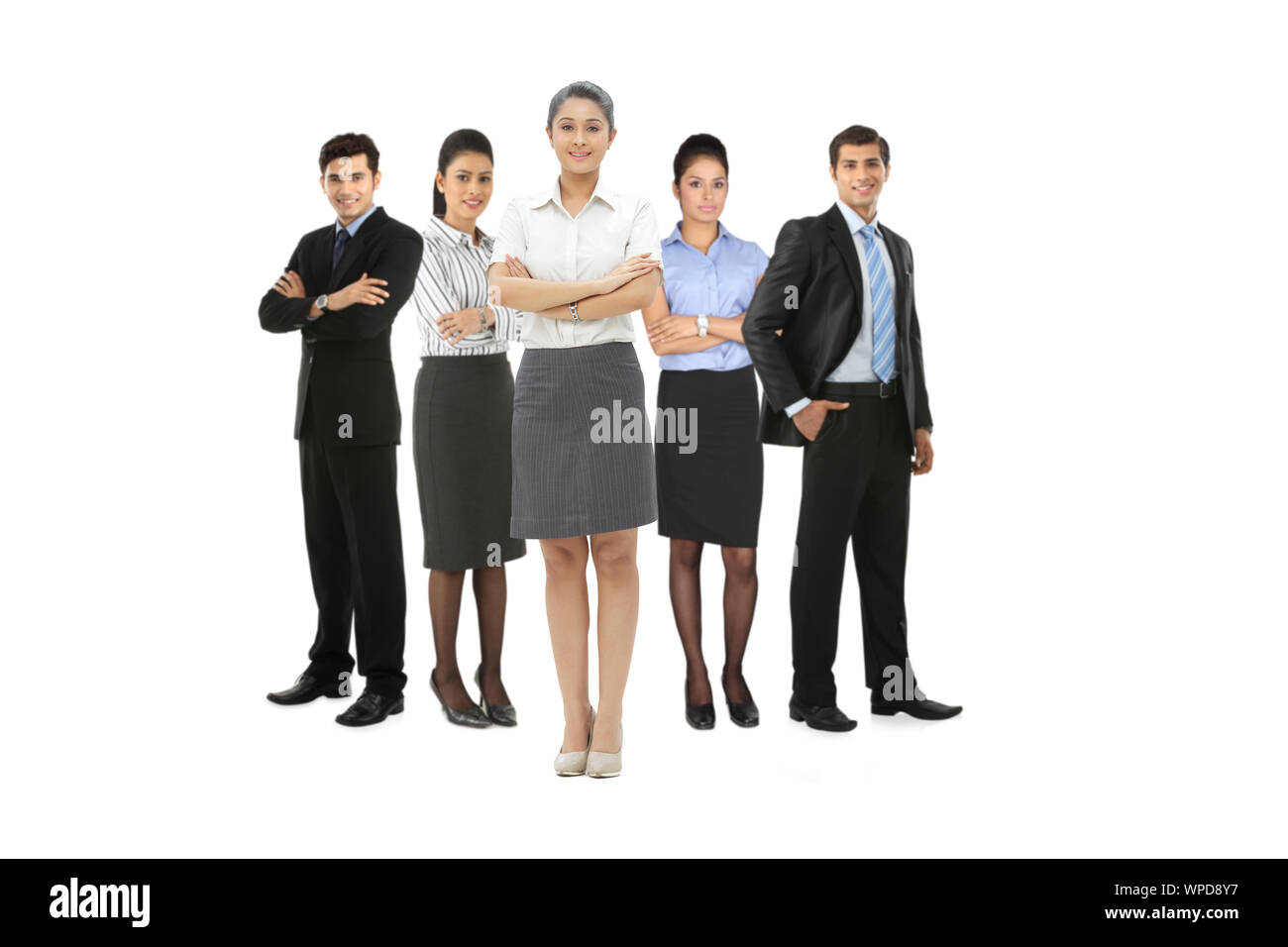 Imprenditrice portando il suo team Foto Stock