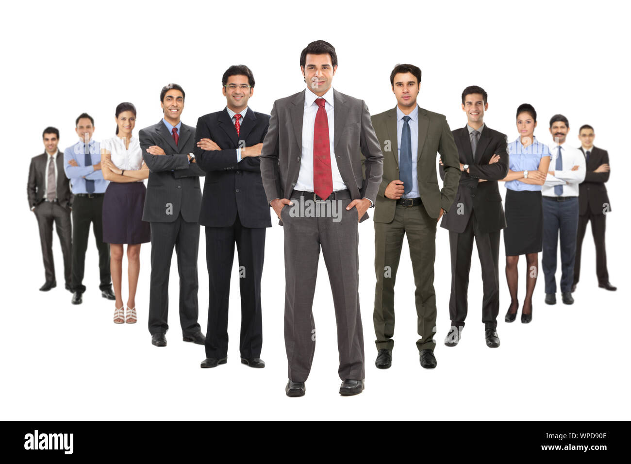 Imprenditore che conduce la sua squadra Foto Stock
