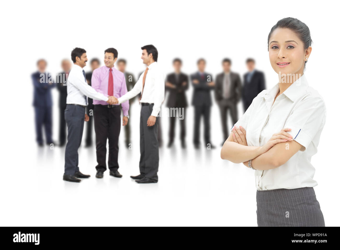 Imprenditrice portando il suo team Foto Stock