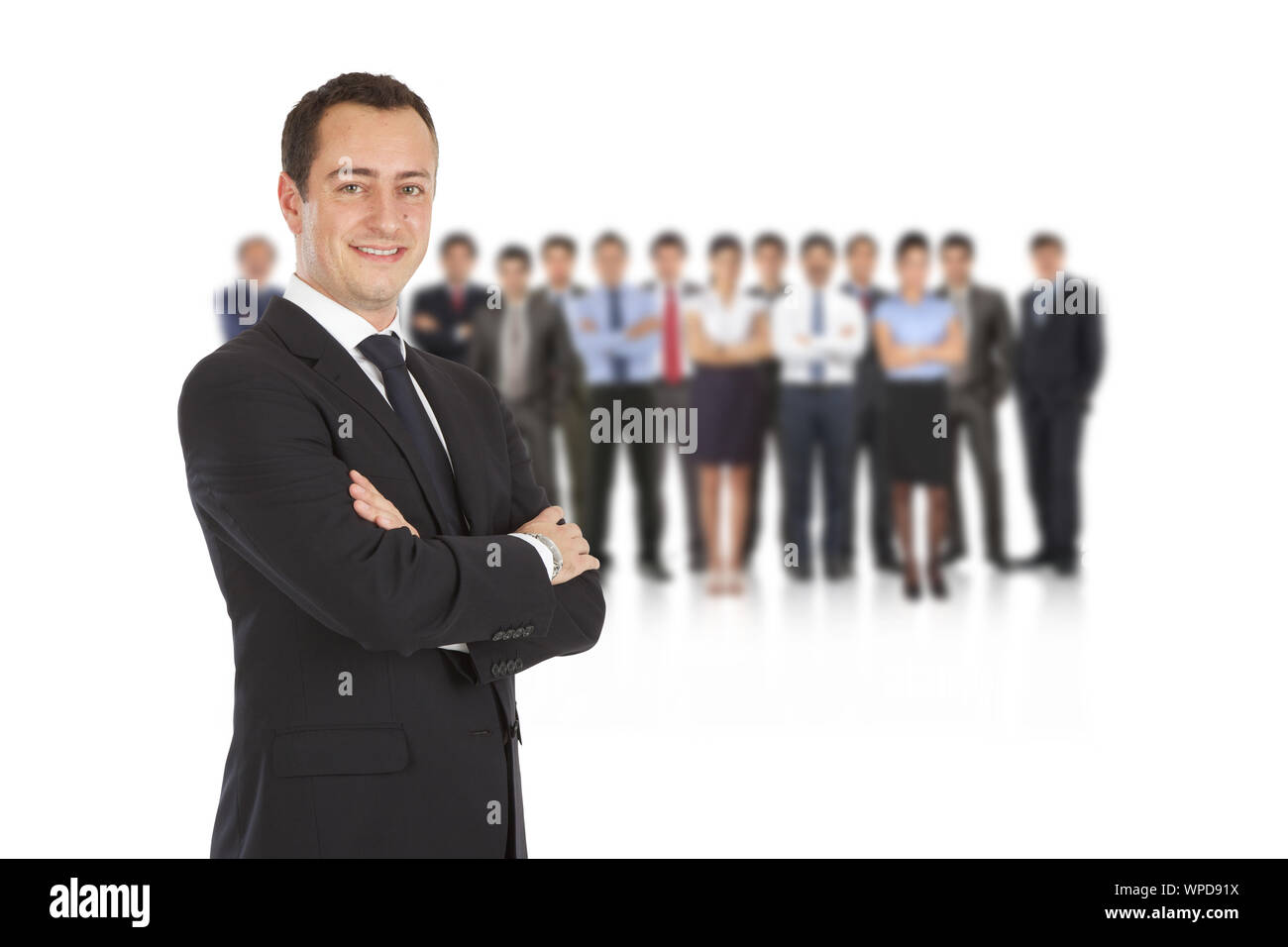 Imprenditore che conduce la sua squadra Foto Stock