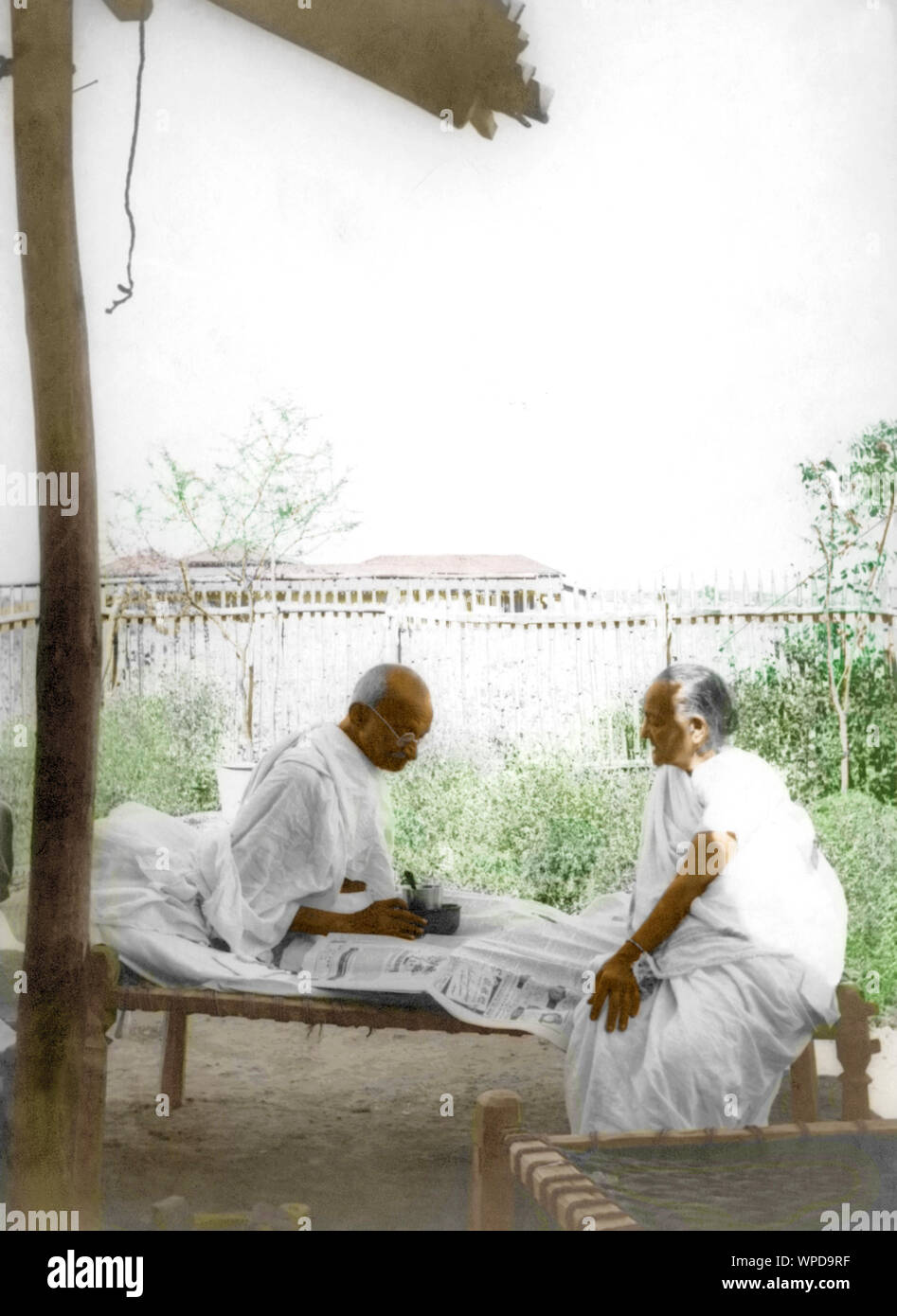 Kasturba Gandhi e il Mahatma Gandhi, Wardha, Maharashtra, India, Asia, Gennaio 1938 Foto Stock