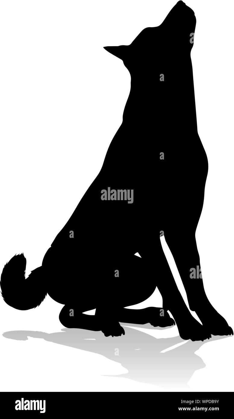 Silhouette cane animale domestico Illustrazione Vettoriale