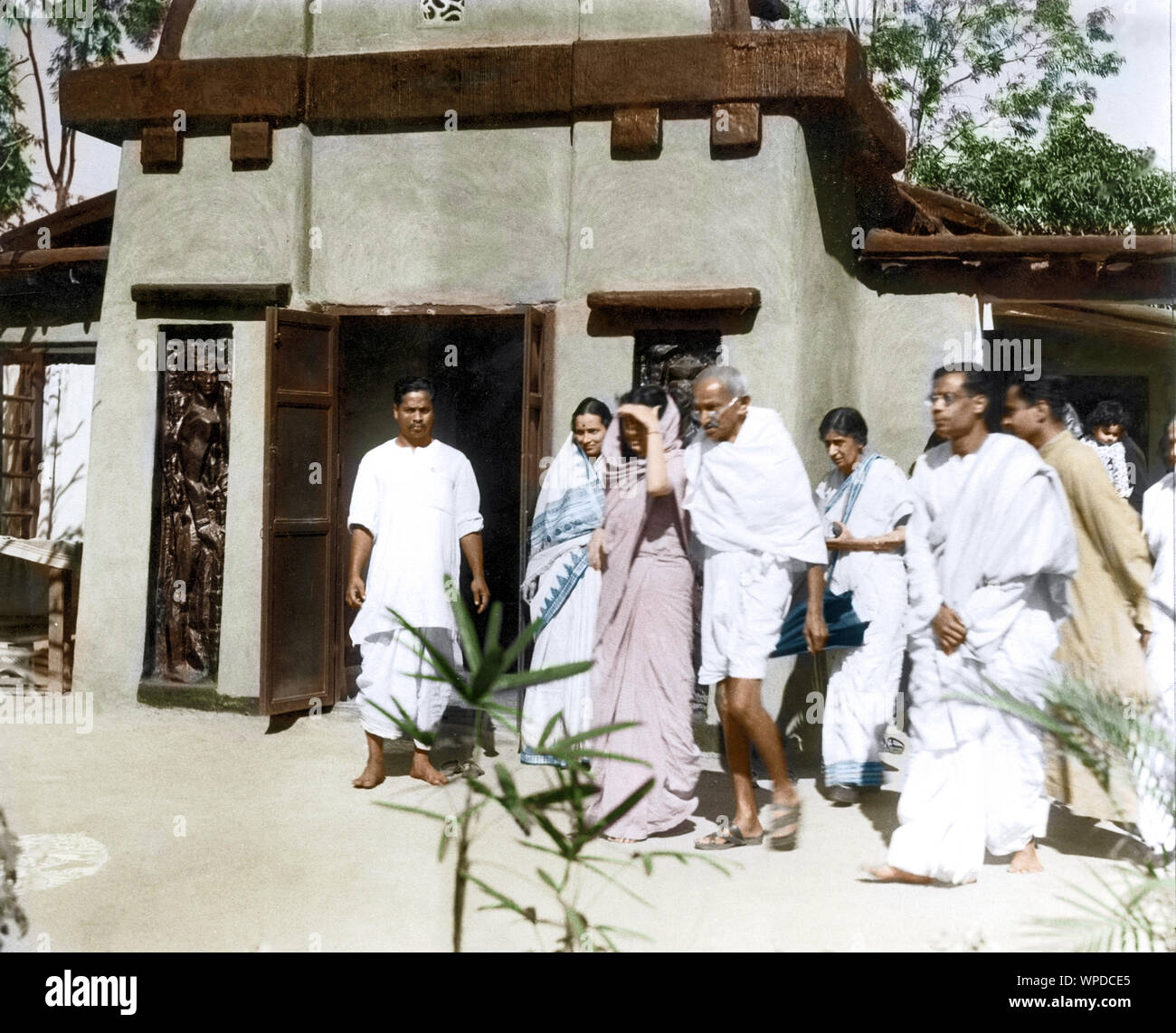 Il Mahatma Gandhi a Santiniketan, West Bengal, India, 18 Febbraio 1940 Foto Stock