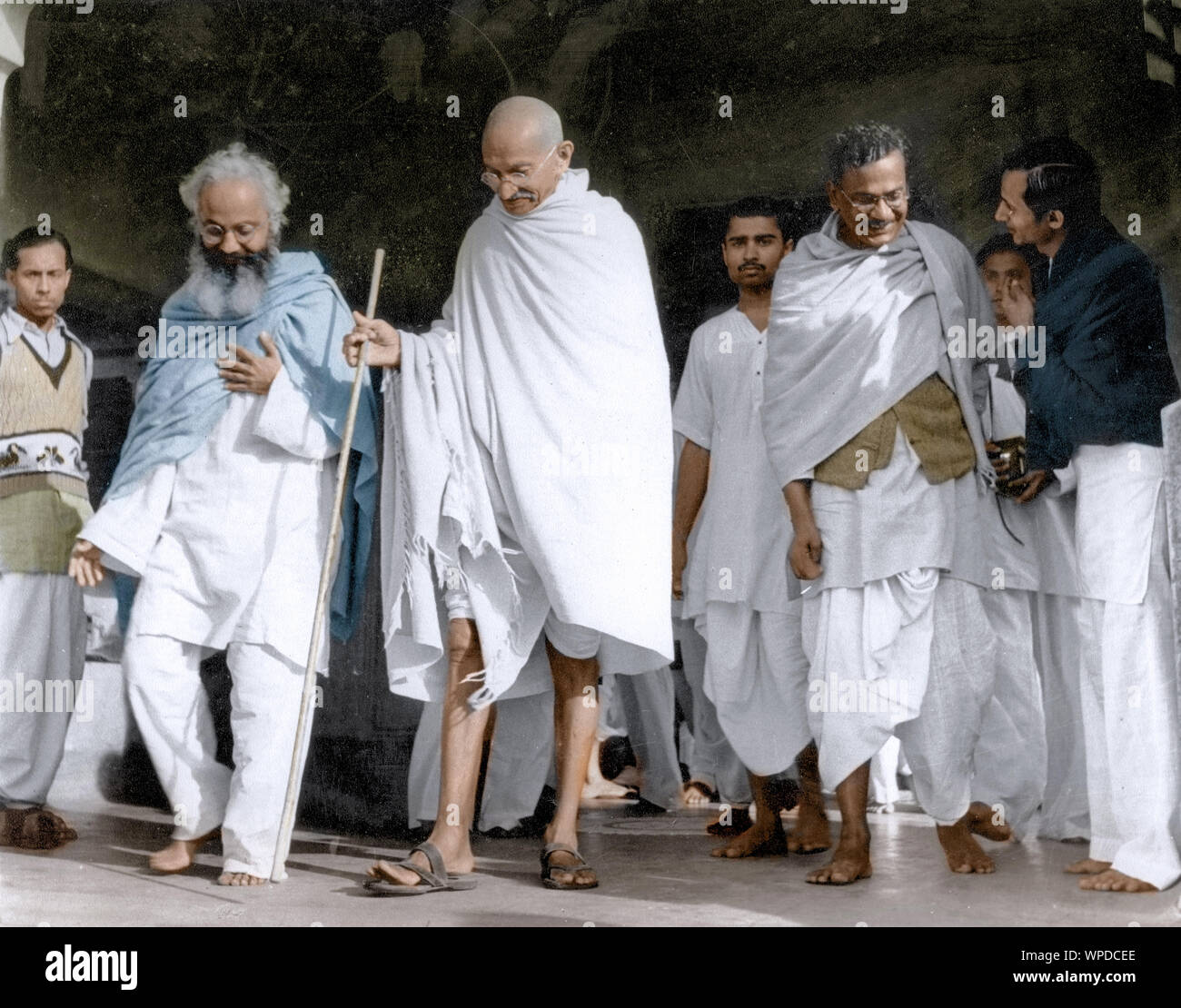 Il Mahatma Gandhi a Santiniketan, West Bengal, India, 18 Febbraio 1940 Foto Stock