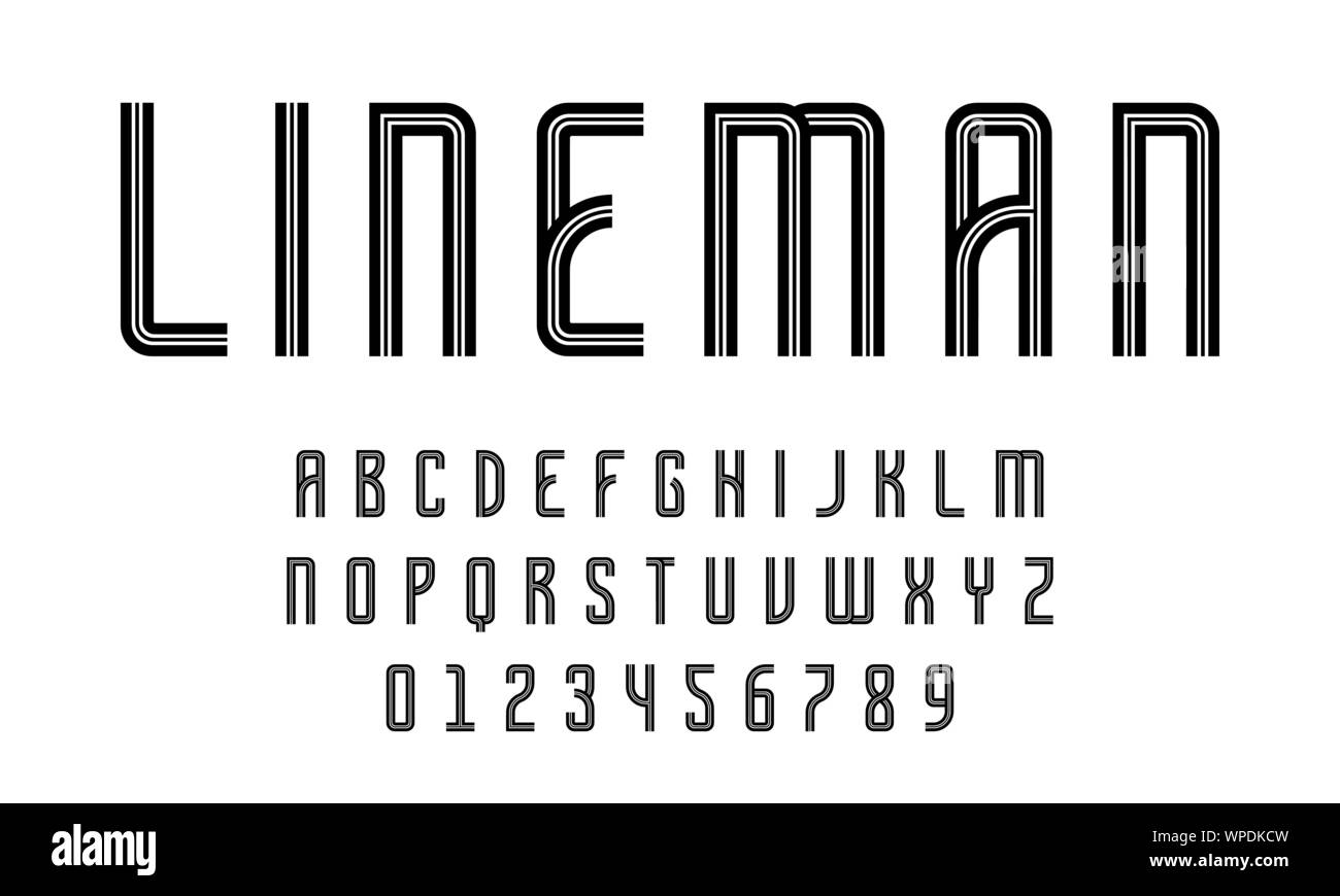 Set di font alfabeti lettere e numeri astratti moderno design con linee illustrazione vettoriale Illustrazione Vettoriale Set di font alfabeti lettere e numeri astratti moderno design con linee illustrazione vettoriale Illustrazione Vettoriale