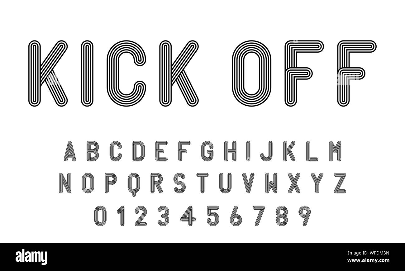 Set di font alfabeti lettere e numeri astratti moderno design con linee illustrazione vettoriale Illustrazione Vettoriale Set di font alfabeti lettere e numeri astratti moderno design con linee illustrazione vettoriale Illustrazione Vettoriale