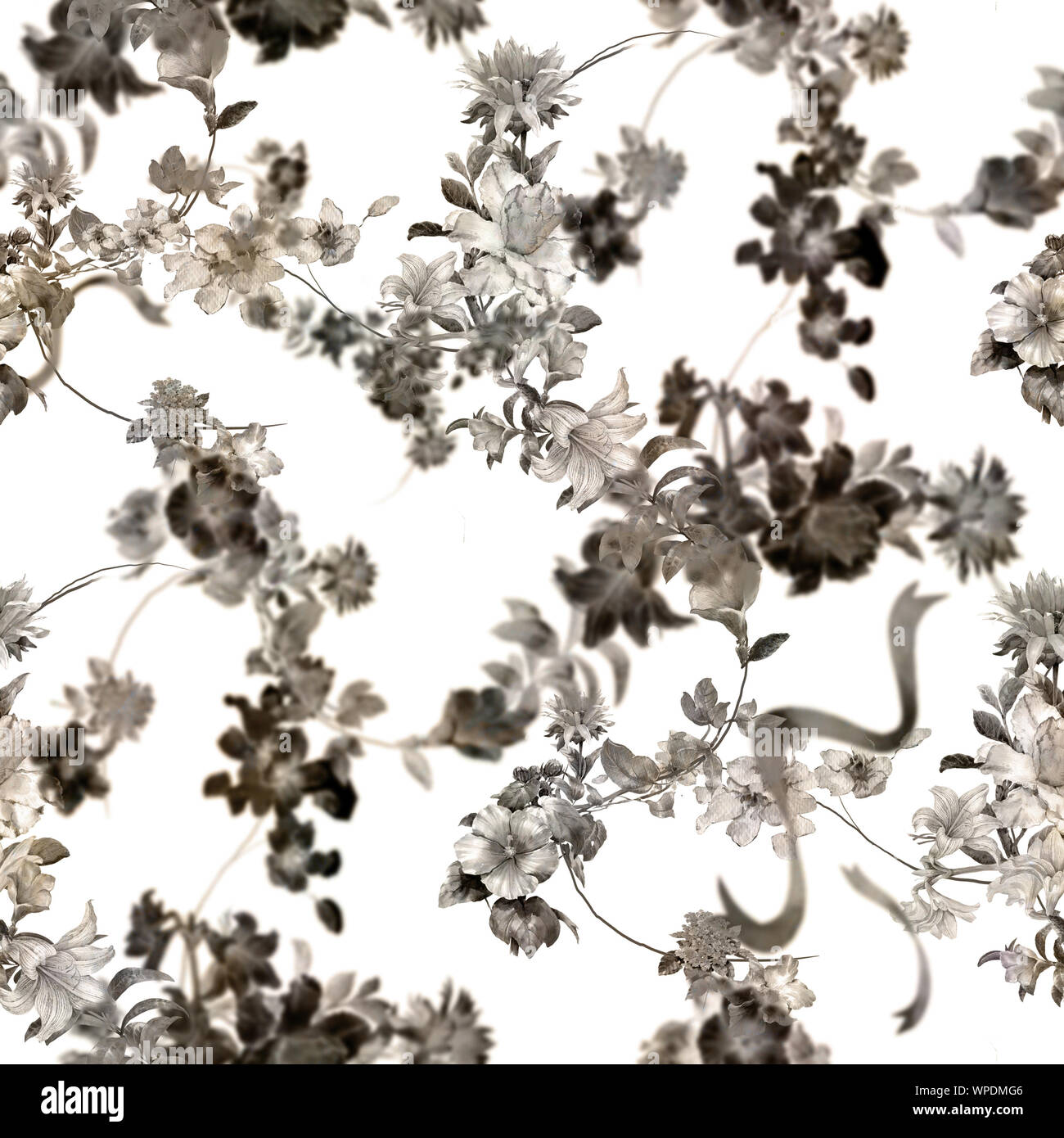 La pittura ad acquerello di foglie e fiori, seamless pattern su sfondo  bianco Foto stock - Alamy