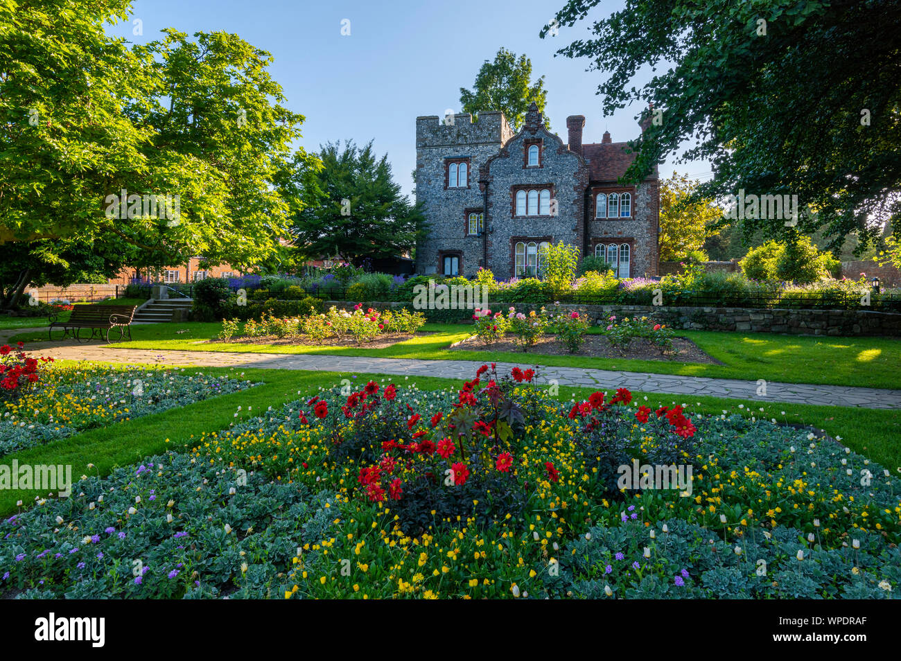 La Casa a Torre Westgate giardini; un grazioso parco pubblico in Canterbury Kent. Foto Stock
