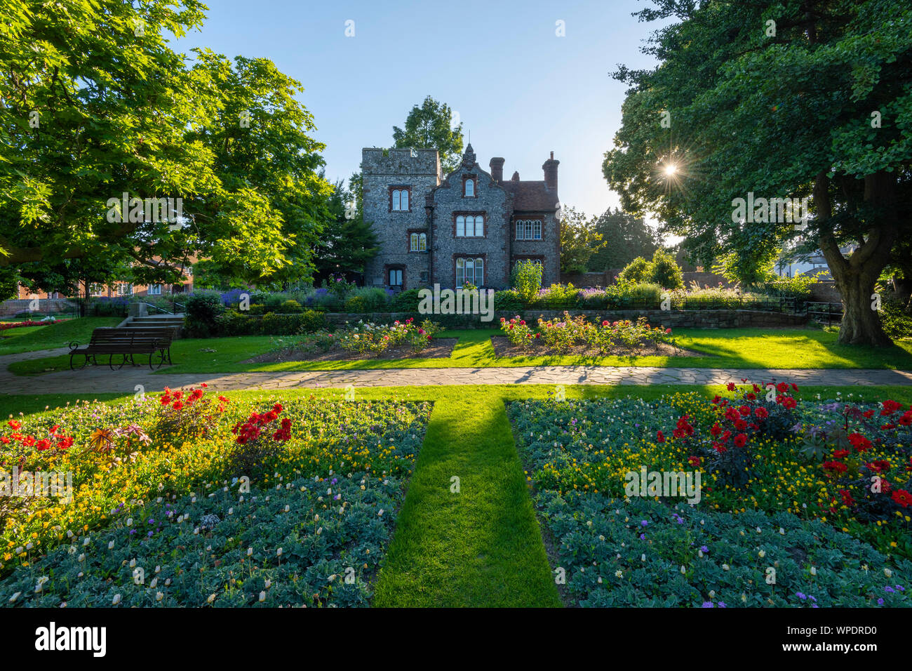 La Casa a Torre Westgate giardini; un grazioso parco pubblico in Canterbury Kent. Foto Stock