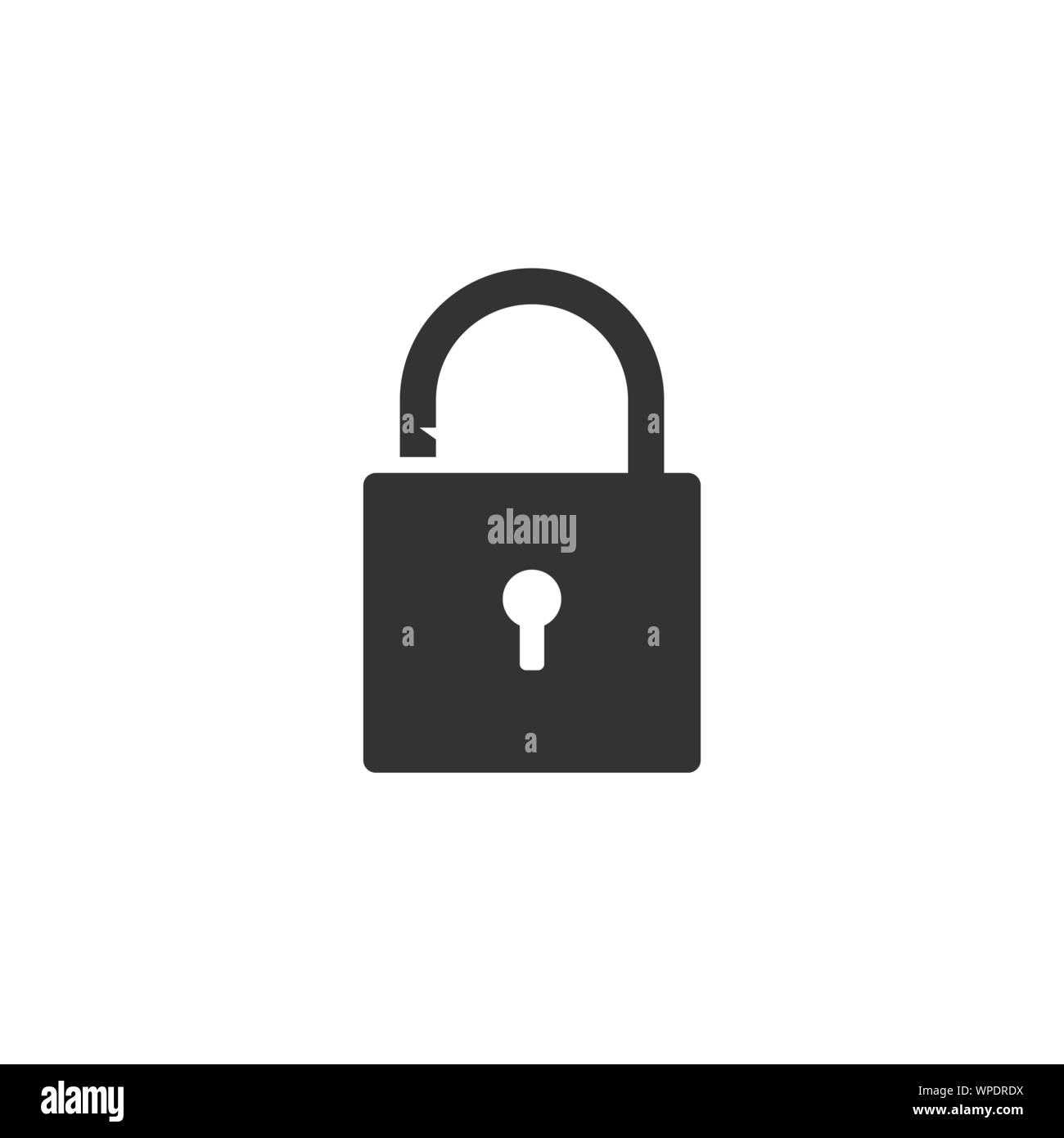 Sbloccare, icona di crittografia. Illustrazione Vettoriale, design piatto. Illustrazione Vettoriale